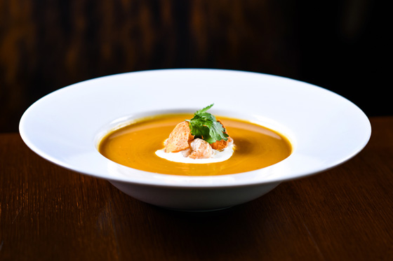 SWEET POTATO CREAM, PRAWNS